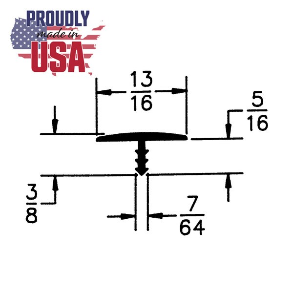 13/16in Flexible Polyethylene | Center Barb Tee Moulding