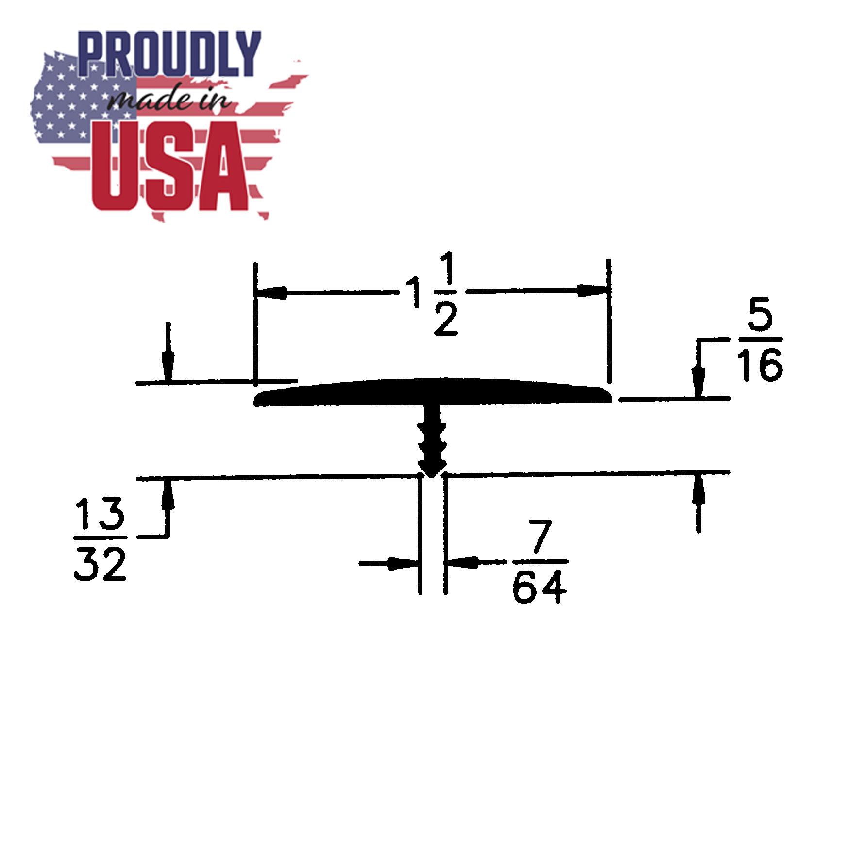 Outwater T-Molding Center Barb 1-1/2" Tee Moulding - Finish & Size Options