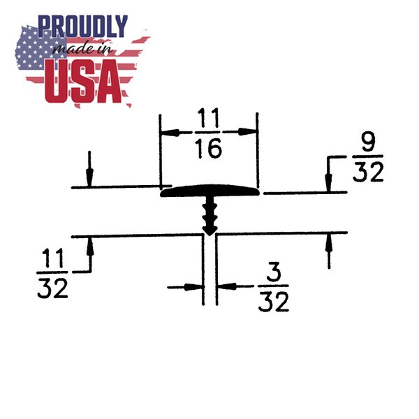 11/16in Flexible Polyethylene | Center Barb Tee Moulding
