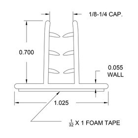 Rigid PVC/Dual Durometer U Channel Moulding With Adhesive