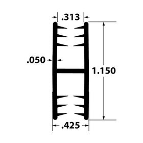 3/16 in - 1/4 in Clear Dual Durometer | Divider Molding