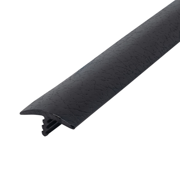 1-1/4in 260 Black | Leatherette Embossed Flexible Polyethylene | Center Barb Tee Moulding
