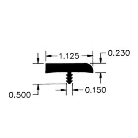 1-1/8in Black Flexible PVC | Waterfall Bumper Tee Moulding