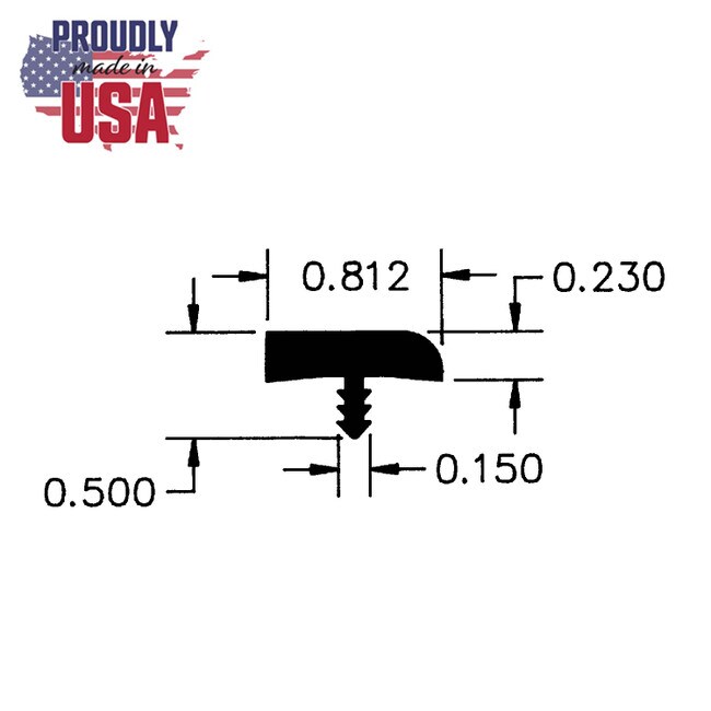 13/16in Black Flexible PVC | Waterfall Bumper Tee Moulding