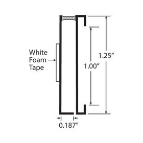 1-1/4in | Clear Dual Durometer | Ticket Moulding | with Flip Back And Adhesive | 8ft Long