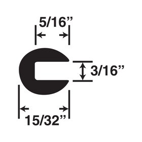 3/16in | Black Dense Neoprene Rubber | Flexible U Channel Moulding | 100ft to 500ft Coil
