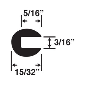 3/16in | Black Dense Neoprene Rubber | Flexible U Channel Moulding | 100ft to 500ft Coil