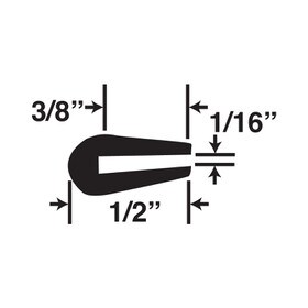 1/16in | Black Dense Neoprene Rubber | Flexible U Channel Moulding | 100ft to 500ft Coil | 113-2010 Series