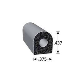 Black 1/2"D Shaped Rubber Foam Seal With 3M Adhesive (500')