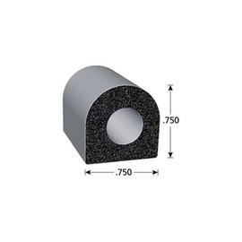 Black 3/4"D Shaped Rubber Foam Seal With 3M Adhesive (200')
