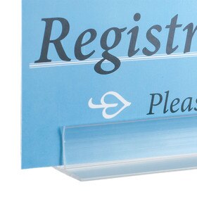 3/4in H | Clear PVC | 90 Degree Sign Holder for .050in Thick Signs | 12ft Length | 1255 Series