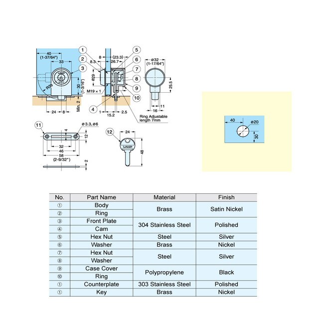 Sugatsune Glass Door Lock Keyed Alike