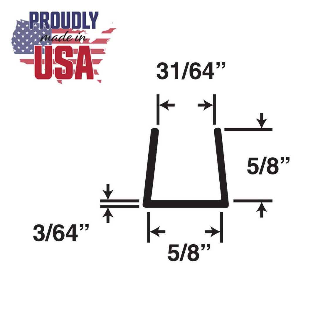 5/8in | Rigid Styrene | U Channel Moulding | 158 Series