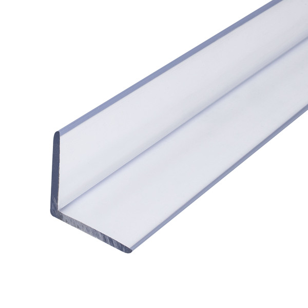 1-1/4in x 1-1/4in x 7/64in (.100in) Thick | Clear Butyrate Even Leg | 90° Angle Moulding