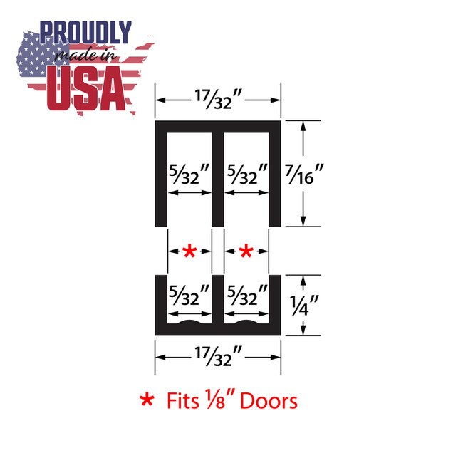 Sliding Door Track for 1/8in W Panels | Sold As Upper Track, Lower Track and As Set