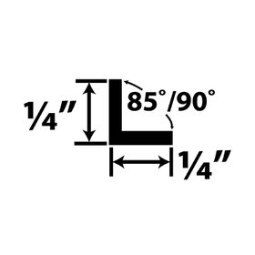 1/4in x 1/4in x 3/64in (.050in) Thick | Styrene Even Leg | 90° Angle Moulding