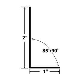 2in x 1in x 3.64in (.040in) Thick | Styrene Uneven Leg | 90° Angle Moulding