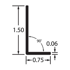 3/4" x 1-1/2" Rigid Vinyl Angle .060" Thick 8 FT Lengths
