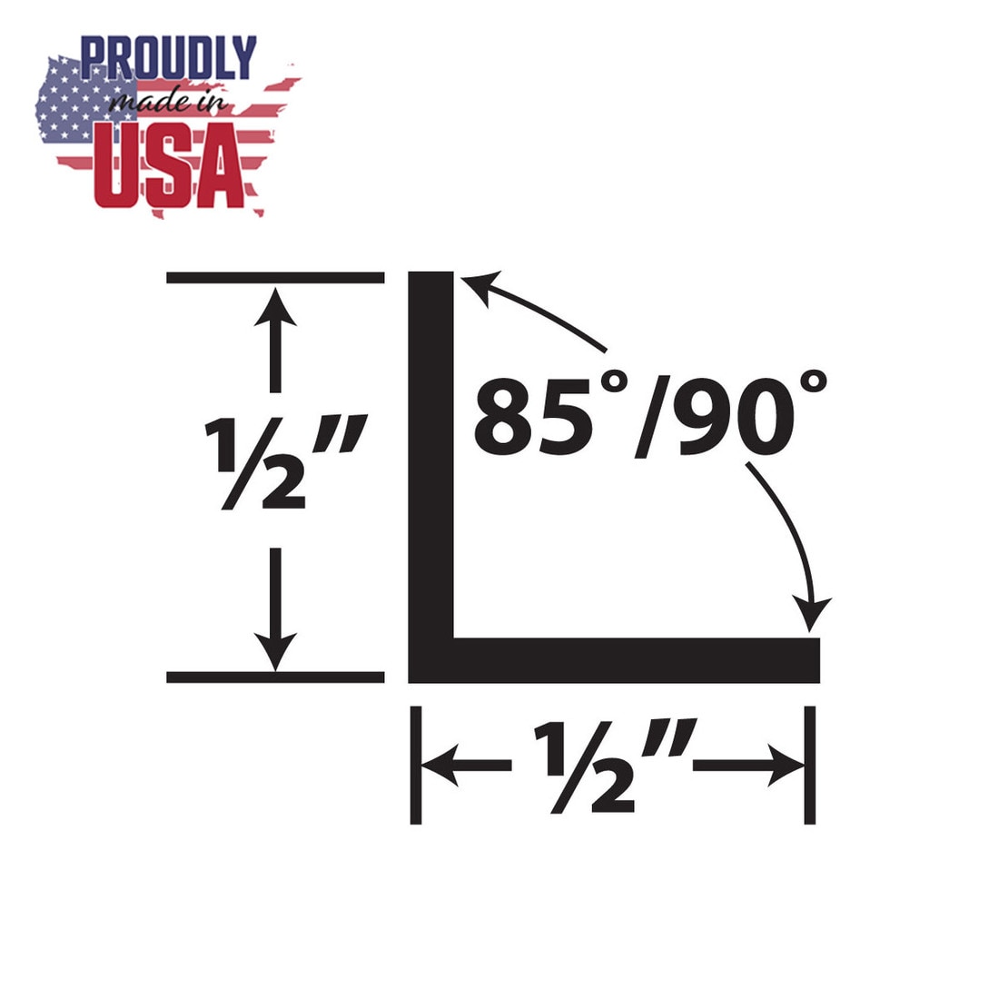 1/2in x 1/2in x 3/64in (.055in) Thick | Styrene Even Leg | 90° Angle Moulding
