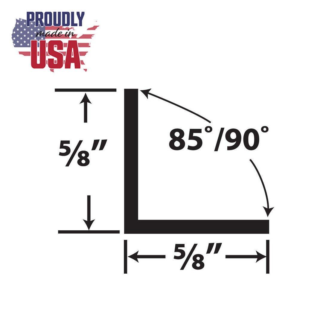 5/8in x 5/8in x 1/16in (.060in) Thick | Styrene Even Leg | 90° Angle Moulding