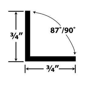 3/4in x 3/4in x 5/64in (.075in) Thick | Styrene Even Leg | 90° Angle Moulding