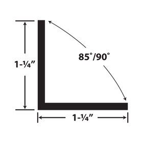 1-1/4in x 1-1/4in x 7/64in (.100in) Thick | Styrene Even Leg | 90° Angle Moulding