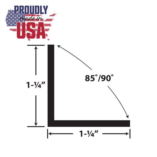 1-1/4in x 1-1/4in x 7/64in (.100in) Thick | Styrene Even Leg | 90° Angle Moulding