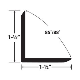 1-1/2in x 1-1/2in x 1/8in Thick | Black PVC Even Leg | 90° Angle Moulding