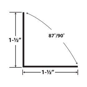 1-1/2in x 1-1/2in x 3/64in (.045in) Thick | Styrene Even Leg | 90° Angle Moulding