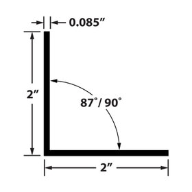 2in x 2in x 8ft Long | Styrene | Even leg| 90^Angle Moulding