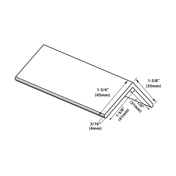 1-3/8in x 1-3/4in x 96in Long | Uneven Leg | 90° Angle Moulding