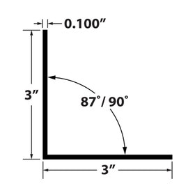 3in x 3in x 8ft Long | Styrene | Even leg| 90^Angle Moulding