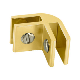 2-Way 90 Degree Brass Finish Polished Aluminum Furniture and Display Connector for 5/8" - 3/4" Panels