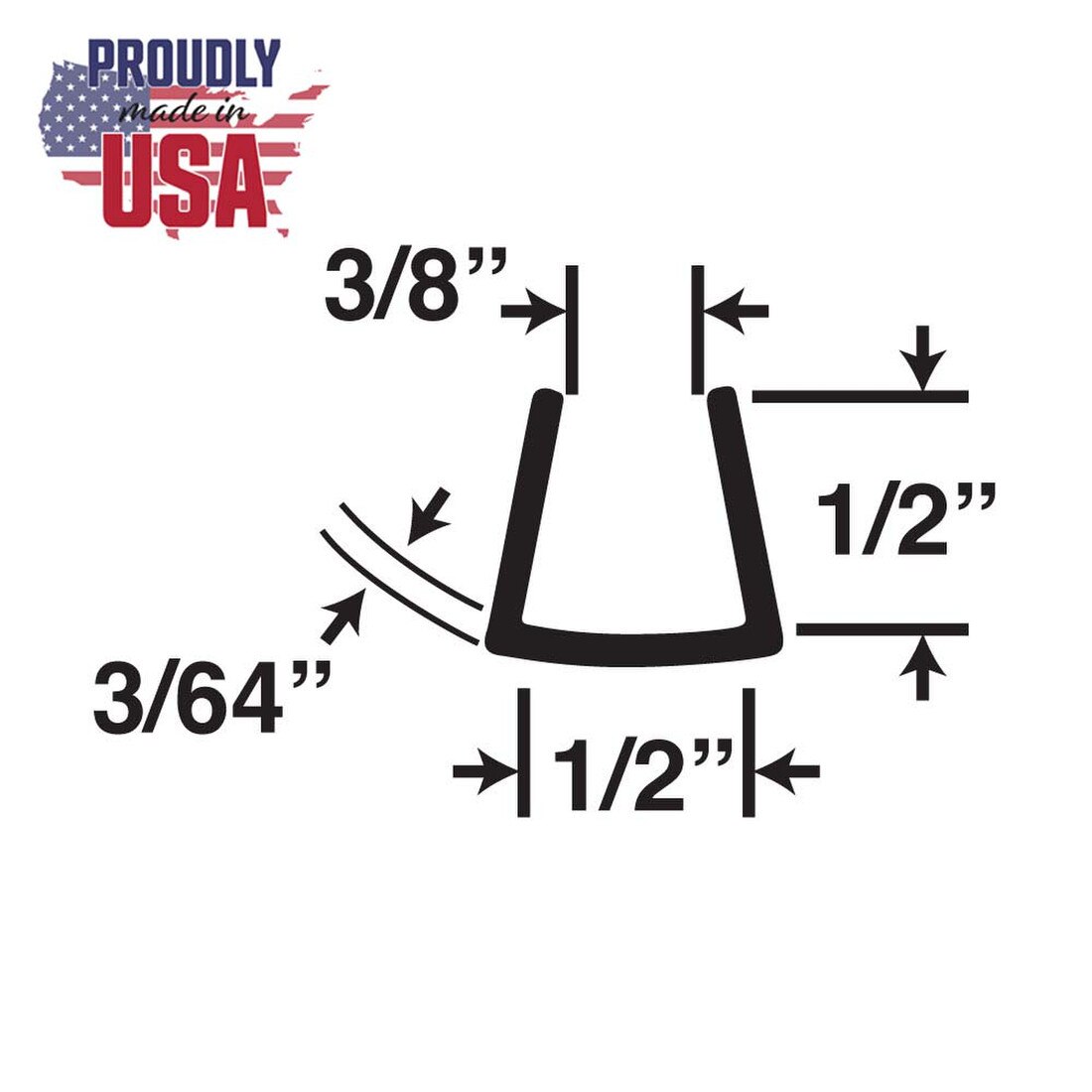 1/2in | Rigid Styrene | U Channel Moulding | 212 Series