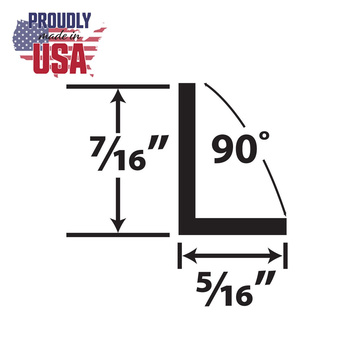 7/16in x 5/16in x 3/64in (.050in) Thick | Styrene Uneven Leg | 90° Angle Moulding