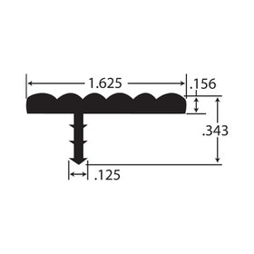 1-5/8in Silver Flexible PVC 6 Hump | Offset Barb Rippled Tee Moulding