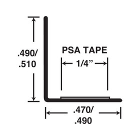 1/2in x 1/2in | ABS With Mylar Film Even Leg | 90° Angle Moulding With Adhesive