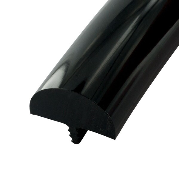 1-1/4in Black High Profile Dual Durometer | Glossy Bumper Tee Moulding