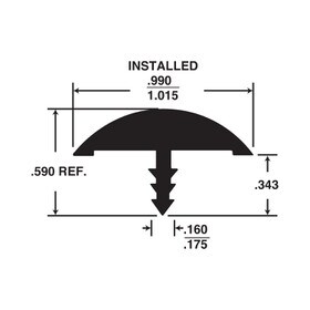 1in Flexible PVC | Round Bumper Tee Moulding