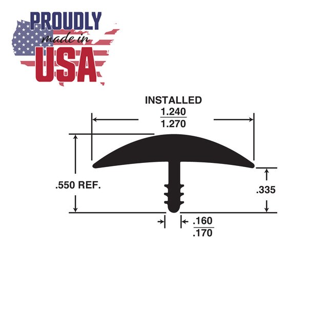 1-1/4in Flexible PVC | Round Bumper Tee Moulding