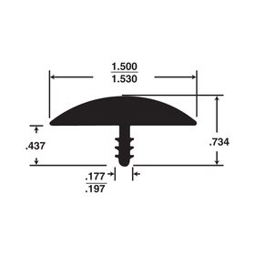 1-1/2in Flexible PVC | Round Bumper Tee Moulding