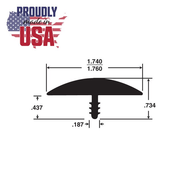 1-3/4in Flexible PVC | Round Bumper Tee Moulding