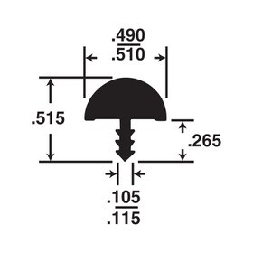 1/2in Flexible PVC | Round Bumper Tee Moulding | 303-575 Series