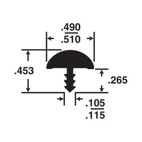 1/2in Flexible PVC | Round Bumper Tee Moulding | 303-576 Series