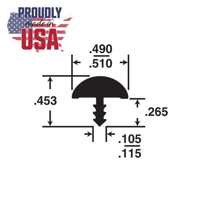 1/2in Flexible PVC | Round Bumper Tee Moulding | 303-576 Series