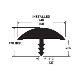 3/4in Flexible PVC | Round Bumper Tee Moulding