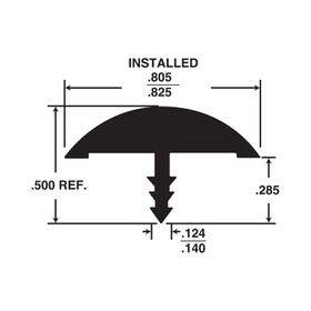 13/16in Flexible PVC | Round Bumper Tee Moulding