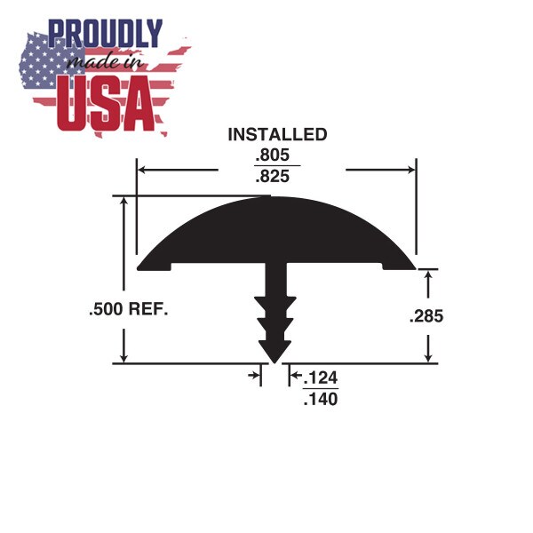 13/16in Flexible PVC | Round Bumper Tee Moulding