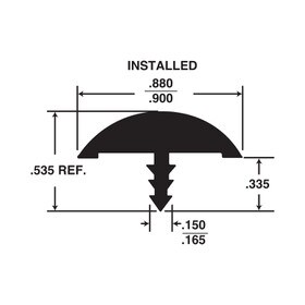 7/8in Flexible PVC | Round Bumper Tee Moulding