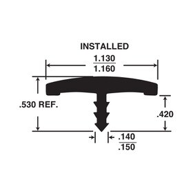 1-1/8in Flexible PVC | Flat Face Bumper Tee Moulding